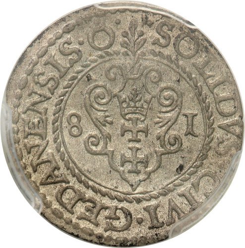 Stefan Batory. Szeląg 1581, Gdańsk PCGS MS62 (MAX)