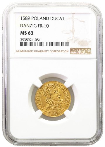 Zygmunt III Waza. Dukat 1589, Gdańsk (R6) NGC MS63 (MAX) - RZADKOŚĆ R6