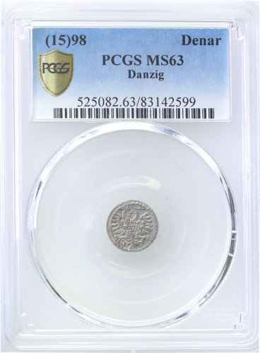 Zygmunt III Waza. Denar 1598, Gdańsk PCGS MS63 (MAX)