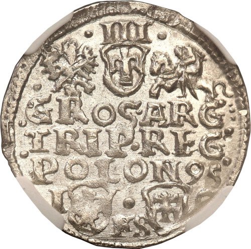 Zygmunt III Waza. Trojak (3 grosze) 1595, Bydgoszcz NGC MS64 (MAX)