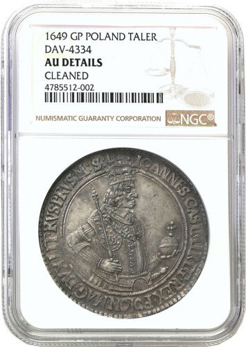 Jan II Kazimierz. Talar 1649 GP, Kraków NGC AU (MAX) - RZADKOŚĆ