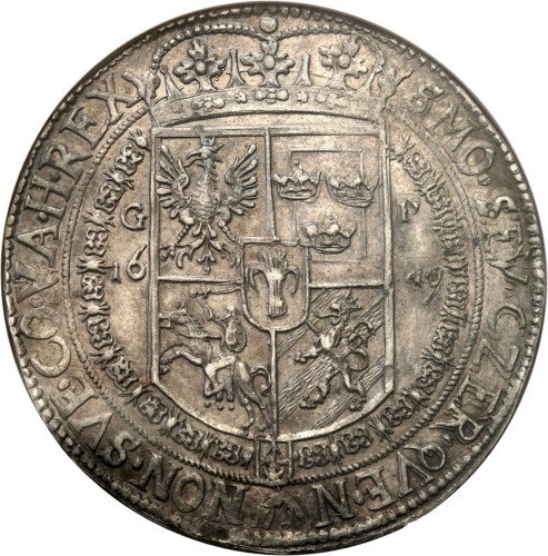 Jan II Kazimierz. Talar 1649 GP, Kraków NGC AU (MAX) - RZADKOŚĆ