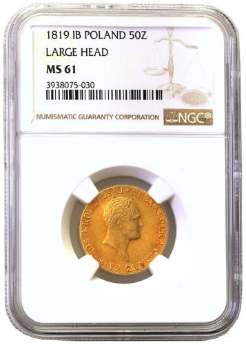 Królestwo Polskie, Aleksander l. 50 złotych 1819 IB, Warszawa NGC MS61 (MAX)