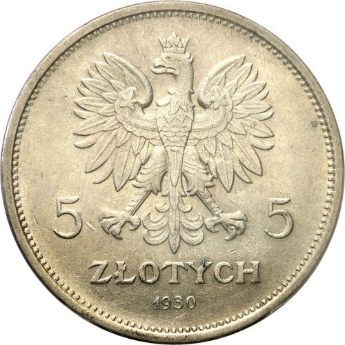II RP. 5 złotych 1930 Nike PCGS MS63 (MAX)