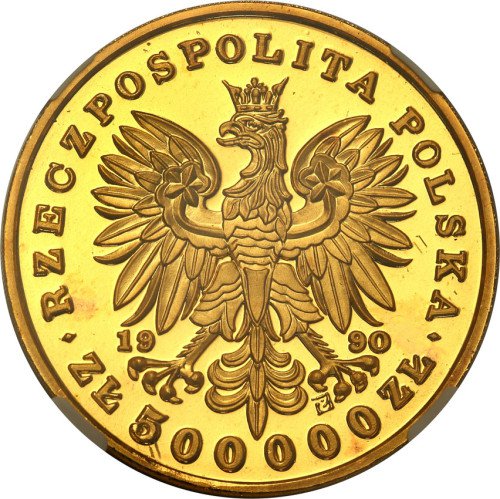 III RP. TRYPTYK Złoto 500.000 złotych 1990 Fryderyk Chopin NGC PF69 ULTRA CAMEO (MAX) - Tylko 16 sztuk!