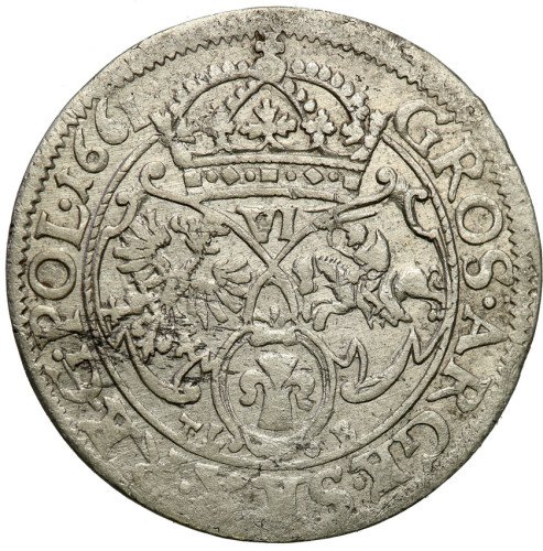 Jan II Kazimierz. Szóstak (6 groszy) 1661 TLB, Kraków