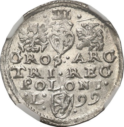 Zygmunt III Waza. Trojak (3 grosze) 1599, Lublin NGC MS66 (MAX) - WYŚMIENITY