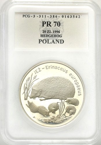 III RP. 20 złotych 1996 Jeż PCG PR70