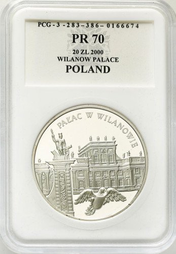 III RP. 20 złotych 2000 Pałac w Wilanowie PCG PR70