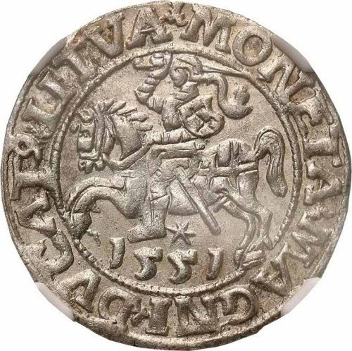 Zygmunt II August. Półgrosz 1551, Wilno NGC MS63