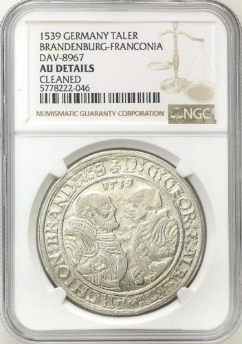 Niemcy, Brandenburg, Georg von Ansbach i Albrecht Jüngere von Bayreuth (1536-1543). Talar 1540, Schwabach NGC AU - ŁADNY