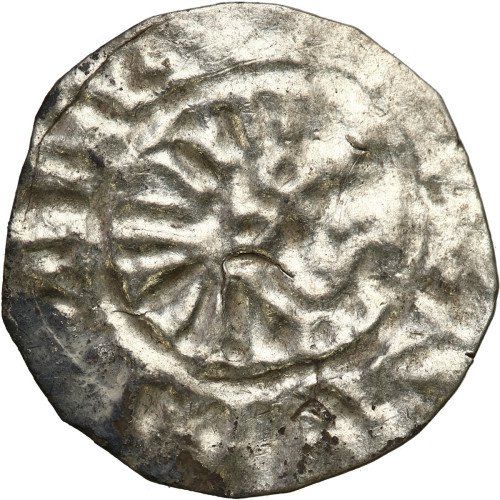 Bolesław Chrobry (992-1025). Denar jednostronny typu Princes Polonie, odmiana zbarbaryzowana - WYŚMIENITY