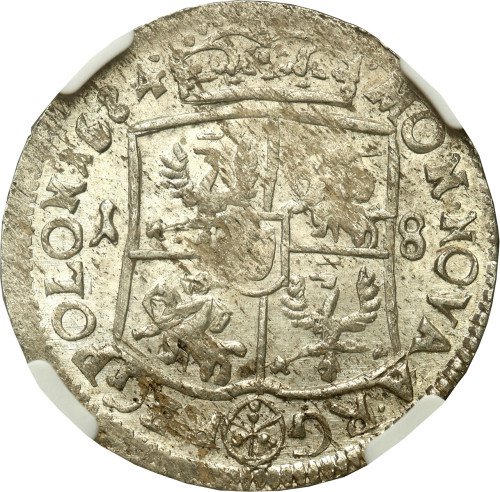 Jan III Sobieski. Ort (18 groszy) 1684, Bydgoszcz NGC MS62 (2 MAX) PIĘKNY- RZADKOŚĆ R3