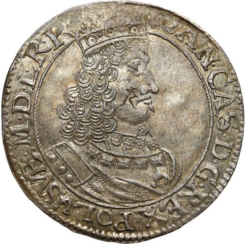 Jan ll Kazimierz. Ort (18 groszy) 1661, Elbląg, BARDZO ŁADNY - RZADKOŚĆ R5
