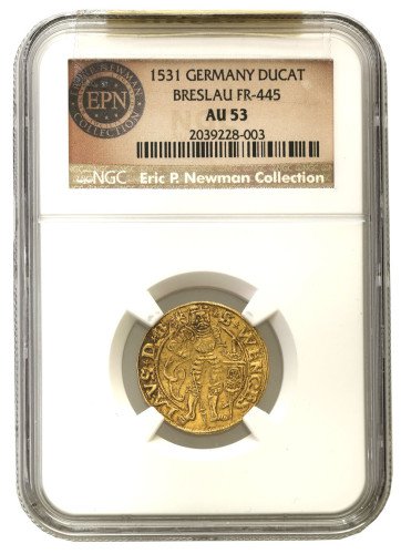Ferdynand I (1527–1564). Dukat, 1531, Wrocław NGC AU53  NOWA TARCZA HERBOWA - RZADKOŚĆ