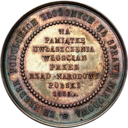 Medale. Powstanie Styczniowe. Medal 1863 uwłaszczenie - bez daty - srebro UNIKAT