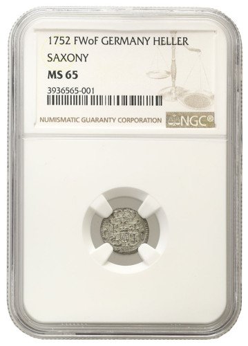 August III Sas. Halerz 1752 FWoF, Drezno NGC MS65 (MAX)