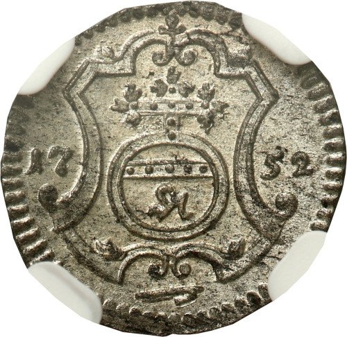 August III Sas. Halerz 1752 FWoF, Drezno NGC MS65 (MAX)