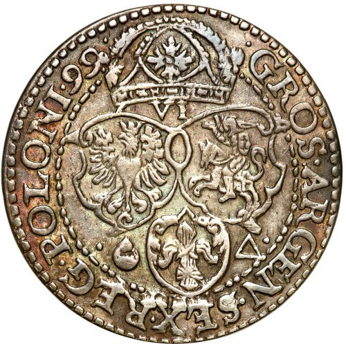 Zygmunt III Waza. Szóstak (6 groszy) 1599, Malbork - DUŻA GŁOWA