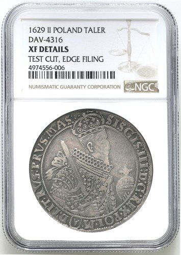 Zygmunt III Waza. Talar 1629, Bydgoszcz, z błędami SISGIS i VAT, NGC XF - RZADKOŚĆ R7