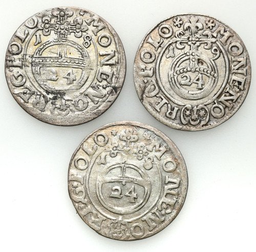 Zygmunt III Waza. Półtorak 1618, 1619, Bydgoszcz, zestaw 3 monet