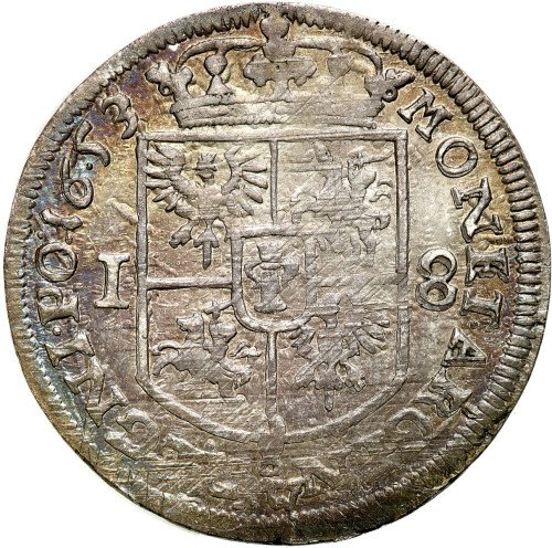Jan II Kazimierz. Ort (18 groszy) 1653, MW połączone, Wschowa - ŁADNY