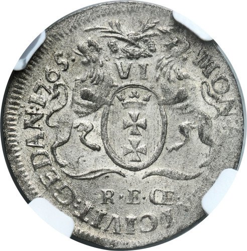 Stanisław August Poniatowski. Szóstak 1765, Gdańsk NGC MS62 (MAX) – PIĘKNY