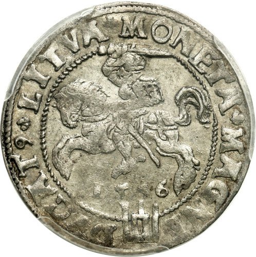Zygmunt II August. Grosz na stopę litewską 1546, Wilno PCGS AU58 (MAX)