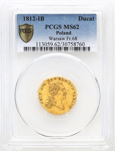 Księstwo Warszawskie. Dukat 1812, Warszawa, PCGS MS62 (MAX) – PIĘKNY