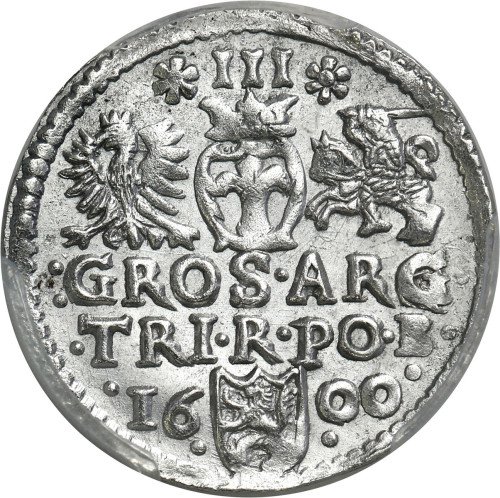 Zygmunt III Waza. Trojak (3 grosze) 1600, Bydgoszcz PCGS MS62 (MAX)