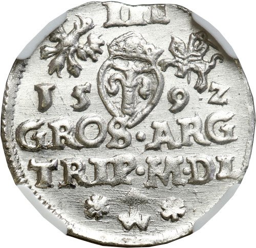 Zygmunt III Waza. Trojak (3 grosze) 1592, Wilno NGC MS64 (MAX) - PIĘKNY