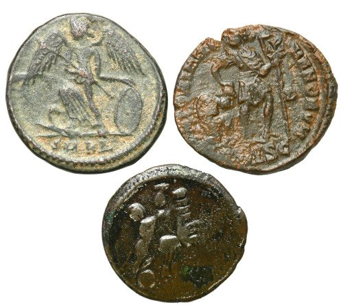 Cesarstwo Rzymskie. Follis IV w. n. e., zestaw 3 monet