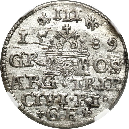 Zygmunt III Waza. Trojak (3 grosze) 1589, Ryga NGC MS65 (MAX) - RZADKI