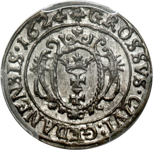 Zygmunt III Waza. Grosz 1624, Gdańsk PCGS MS63 (MAX) - PIĘKNY