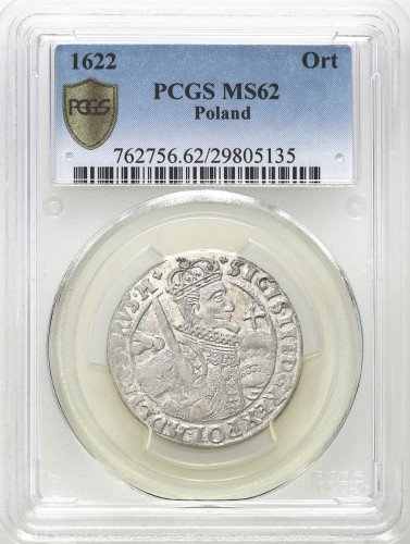 Zygmunt III Waza. Ort (18 groszy) 1622, Bydgoszcz PCGS MS62 (2MAX) - PIĘKNY