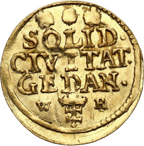 August III Sas. Szeląg w złocie 1753, Gdańsk, ex. Virgil Brand Collection - RZADKOŚĆ