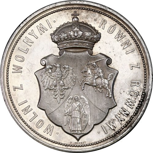 Medal 300-lecie Unii Lubelskiej 1869, Srebro - PIĘKNY i RZADKI