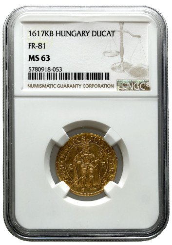 Węgry. Matthias II (1608-1619). Dukat 1617 KB, Kremnica NGC MS63 (MAX) - WYŚMIENITY