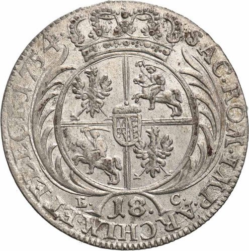 August III Sas. Ort (18 groszy) 1754, Lipsk